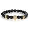 Black Natural Stone Bead with Skull Bracelet-Skull Bracelet-Innovato Design-Gold-Innovato Design