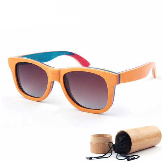Skateboard Wooden Sunglasses with Case 6 Options-wooden sunglasses-Innovato Design-Model 1-Innovato Design
