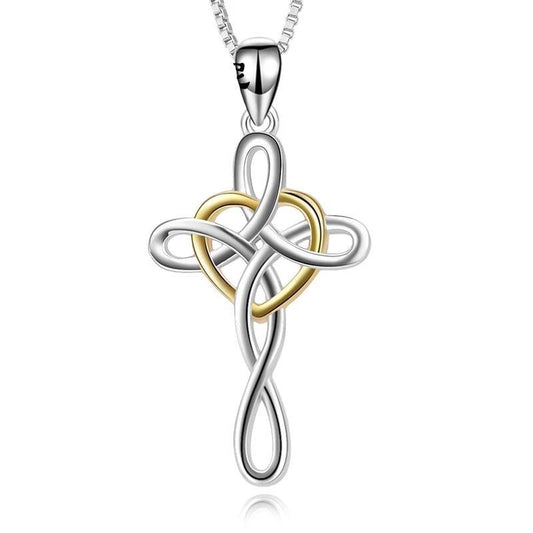 Heart-Shaped Celtic Knot Cross Necklace Pendant-Necklaces-Innovato Design-Innovato Design