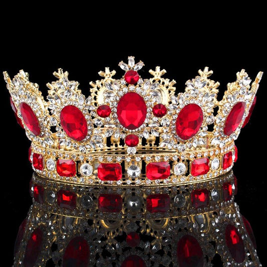 Luxury Royal Queen Crown for Prom or Wedding-Crowns-Innovato Design-Gold Red-Innovato Design