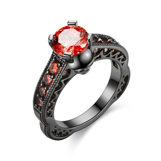 Black Skull and Crystal Wedding and Engagement Ring-Rings-Innovato Design-10-Innovato Design