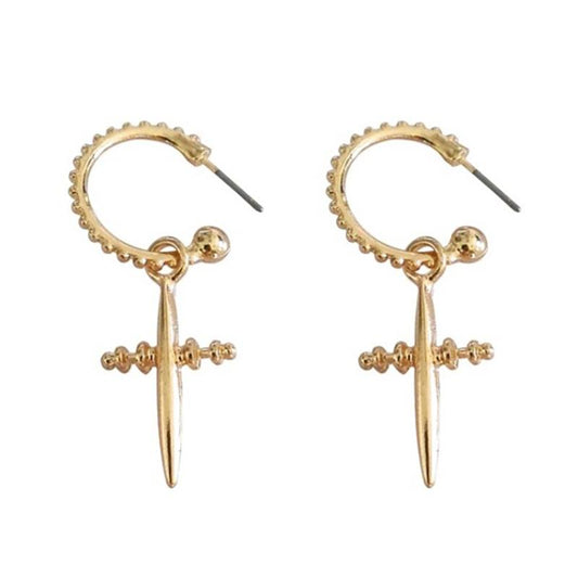 Hot Chick Cross Hoop Earrings with Orthodox Cross-Earrings-Innovato Design-Innovato Design