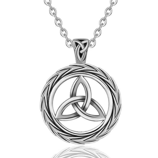 925 Sterling Silver Trinity Knot / Odin's Horn Pendant Necklace-Necklaces-Innovato Design-Innovato Design