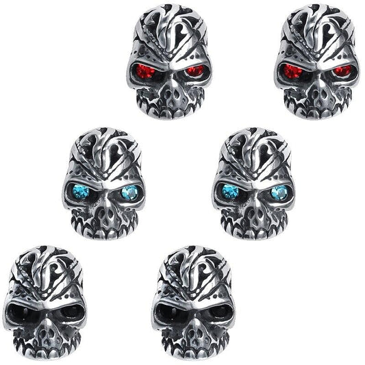3 Pairs Skull with Cubic Zirconia Eyes Stainless Steel Punk Rock Stud Earrings-Earrings-Innovato Design-Innovato Design