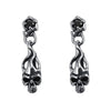 Dangling Skull and Cubic Zirconia Stainless Steel Punk Biker Stud Earrings-Earrings-Innovato Design-Black-Innovato Design