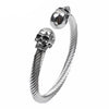 Black/Silver Stainless Steel Skull Bangle Bracelet-Skull Bracelet-Innovato Design-Silver-Innovato Design