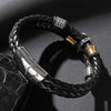 Black Two Strands Braided Genuine Leather Skull Beaded Bracelet-Skull Bracelet-Innovato Design-Clover & Skull-7-Innovato Design