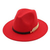 Large Brim Vintage Wool Ladies Golden Leaf Fedora Panama Hat-Hats-Innovato Design-Red-Innovato Design