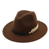 Large Brim Vintage Wool Ladies Golden Leaf Fedora Panama Hat-Hats-Innovato Design-Coffee-Innovato Design