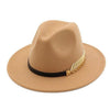Large Brim Vintage Wool Ladies Golden Leaf Fedora Panama Hat-Hats-Innovato Design-Camel-Innovato Design