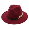 Large Brim Vintage Wool Ladies Golden Leaf Fedora Panama Hat-Hats-Innovato Design-Army Green-Innovato Design