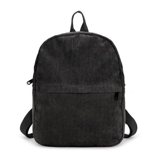 Corduroy Medium Size Schoolbag in 5 Colors-corduroy backpacks-Innovato Design-Black-Innovato Design
