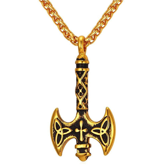 Viking Axe with Triquetra Design in Gold or Silver-Necklaces-Innovato Design-Gold-Innovato Design