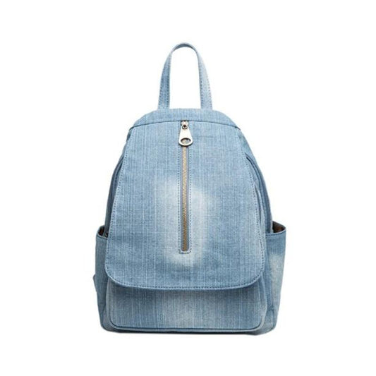 Handmade Blue Denim Canvas Casual 20 to 35 Litre Backpack-Denim Backpacks-Innovato Design-Innovato Design