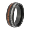 8mm Tungsten with Wood and Meteorite Inlay Wedding Band-Rings-Innovato Design-Black-6-Innovato Design