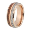 8mm Tungsten with Wood and Meteorite Inlay Wedding Band-Rings-Innovato Design-Rose Gold-6-Innovato Design