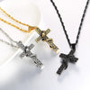 Snake Entwined Around Cross Pendant with Link Chain Necklace-Necklaces-Innovato Design-Silver-Innovato Design