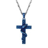 Snake Entwined Around Cross Pendant with Link Chain Necklace-Necklaces-Innovato Design-Blue-Innovato Design
