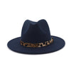 Jazzy Wool Fedora Hat with Leopard Print Belt Band-Hats-Innovato Design-Black-Innovato Design