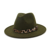 Jazzy Wool Fedora Hat with Leopard Print Belt Band-Hats-Innovato Design-Camel-Innovato Design