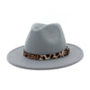 Jazzy Wool Fedora Hat with Leopard Print Belt Band-Hats-Innovato Design-Gray-Innovato Design