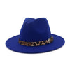 Jazzy Wool Fedora Hat with Leopard Print Belt Band-Hats-Innovato Design-Blue-Innovato Design