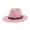 Jazzy Wool Fedora Hat with Leopard Print Belt Band-Hats-Innovato Design-Pink-Innovato Design
