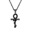 Egyptian Ankh Cross with Snake Pendant and Chain Necklace-Necklaces-Innovato Design-Black-Innovato Design