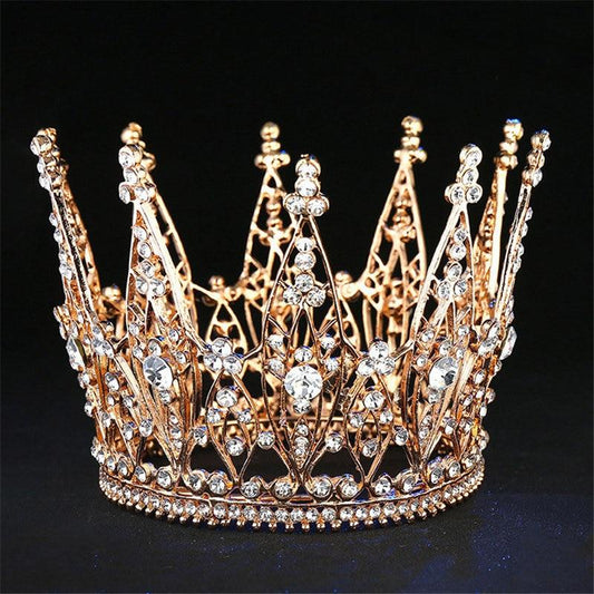 King & Queen Tiara Rhinestones Crown for Wedding or Prom-Crowns-Innovato Design-Gold-Innovato Design