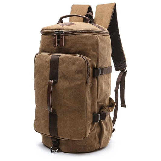 Multifunction Waterproof Canvas Leather Backpack for Men-Canvas and Leather Backpack-Innovato Design-Black-Small-Innovato Design