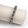 925 Sterling Silver Skull with Black Cubic Zirconia Beads Bracelets-Skull Bracelet-Innovato Design-6.3 inch-Innovato Design