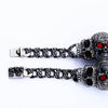 316L Stainless Steel Punk Red Eye Carved Skull Bracelet-Skull Bracelet-Innovato Design-7.7 inch-Innovato Design