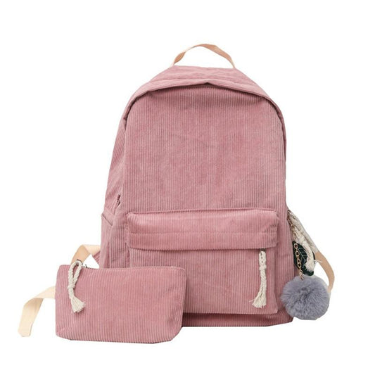 Corduroy Fashion Backpack for School or Everyday Use-corduroy backpacks-Innovato Design-Black-Innovato Design