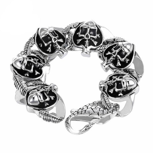 316L Stainless Steel Viking Skull Charm Bracelet-Skull Bracelet-Innovato Design-Innovato Design