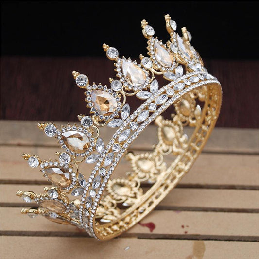 Royal Queen & King Tiaras and Crowns for Wedding, Pageant Prom-Crowns-Innovato Design-Gold White-Innovato Design