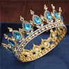 Royal Queen & King Tiaras and Crowns for Wedding, Pageant Prom-Crowns-Innovato Design-Gold Light Blue-Innovato Design