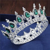 Royal Queen & King Tiaras and Crowns for Wedding, Pageant Prom-Crowns-Innovato Design-Silver Green-Innovato Design