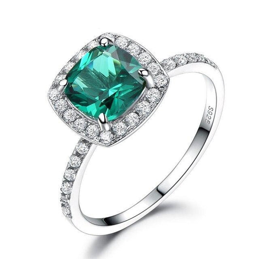 Radiant Cut Cubic Zirconia 925 Sterling Silver Fashion Wedding Ring-Rings-Innovato Design-5-Emerald-Innovato Design