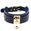 Gold Metal Heart Lock Choker Collar Leather Gothic Punk Necklace-Necklace-Innovato Design-Dark Blue-Innovato Design