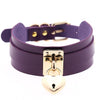 Gold Metal Heart Lock Choker Collar Leather Gothic Punk Necklace-Necklace-Innovato Design-Purple-Innovato Design