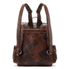 Genuine Leather School Bag with Brown Plaid Design-Leather Backpacks-Innovato Design-Innovato Design