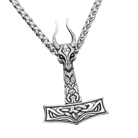 Nordic Viking Sheep Head Hammer Pendant-Necklaces-Innovato Design-Innovato Design