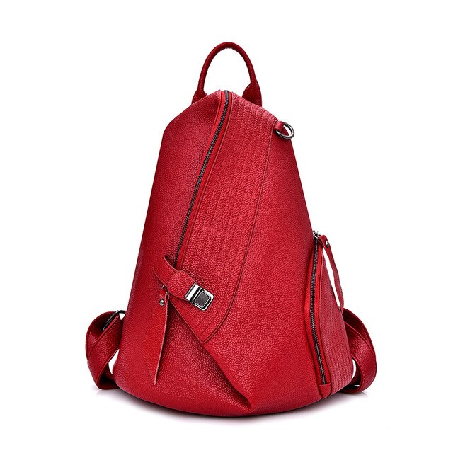 Vintage Designer PU Leather Shoulder Bag and Travel Backpack, Red