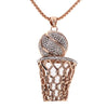 Metallic Basketball and Hoop Crystal Pendant Necklace-Necklaces-Innovato Design-Rose Gold-18inch-Innovato Design
