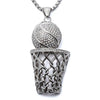 Metallic Basketball and Hoop Crystal Pendant Necklace-Necklaces-Innovato Design-Silver-24inch-Innovato Design