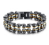 Wide Motorcycle Chain Bracelet in Black & Gold-Bracelets-Innovato Design-Innovato Design