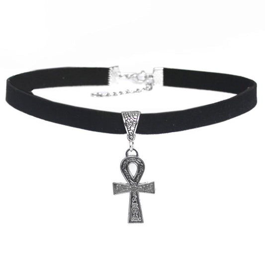 Ankh Pendant Cross Choker Necklace-Necklaces-Innovato Design-Innovato Design