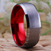 8mm Classic Matte Silver and Red-Plated Tungsten Wedding Ring-Rings-Innovato Design-6-Innovato Design