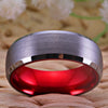8mm Classic Matte Silver and Red-Plated Tungsten Wedding Ring-Rings-Innovato Design-6-Innovato Design