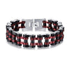 4 Tones Biker Chain Bracelet Stainless Steel-Bracelets-Innovato Design-Black & Red-Innovato Design